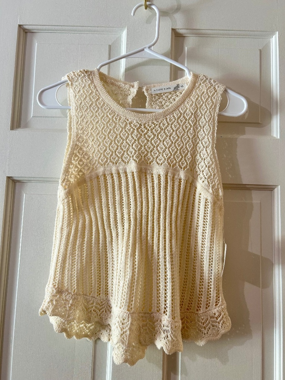 NWT Altar'd State Cream Open-Knit Crochet Tank Top Boho